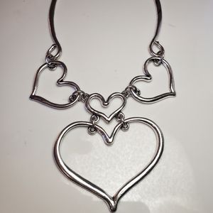 Silver tone hand made heart necklace
